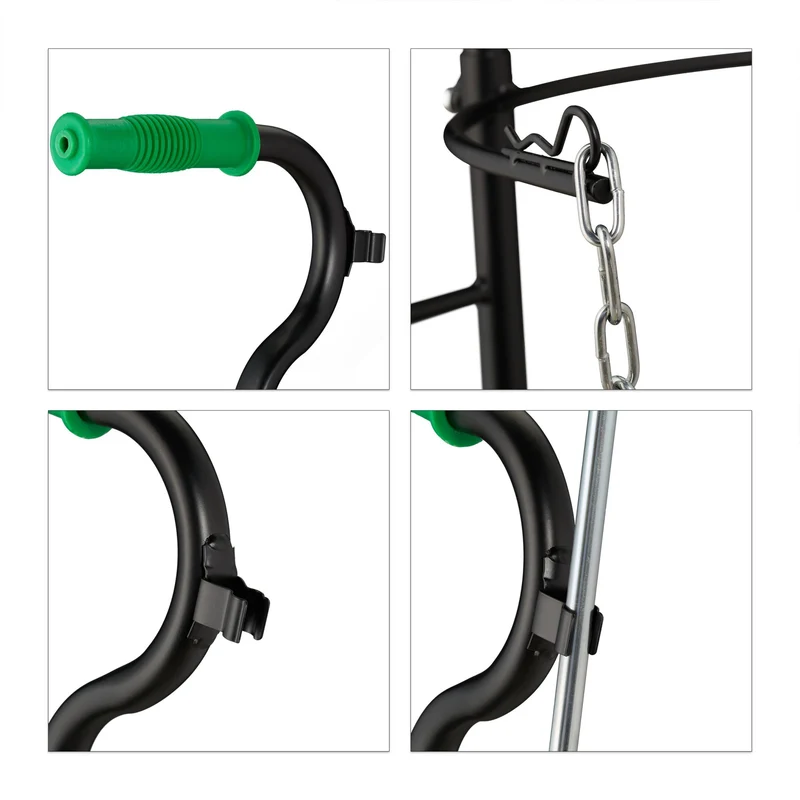 Chariot de transport de gaz mobile réglable en hauteur 30 x 30 x 90 cm avec supports et chaîne en acier noir 13_0007678