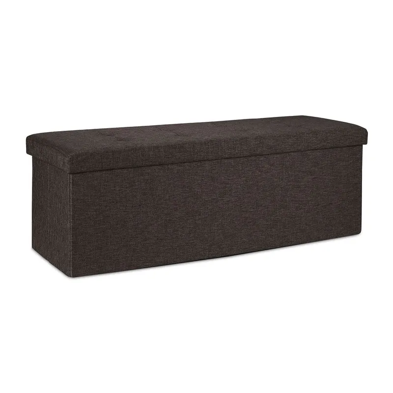 Banquette de rangement pliable avec grille de séparation 38,5 x 110 x 37,5 cm en tissu gris 13_0007774