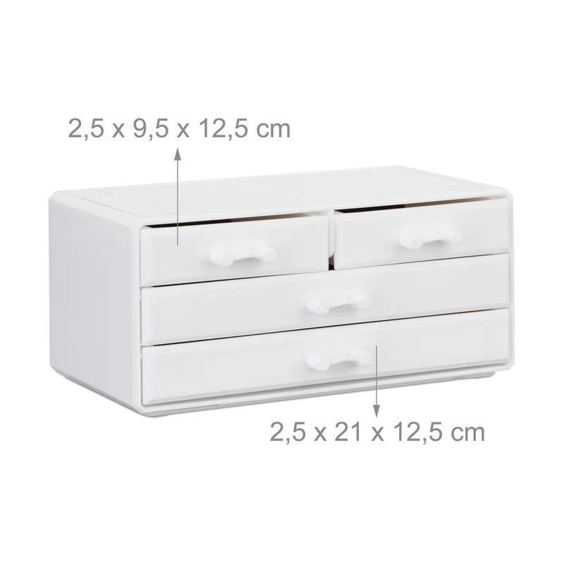 Lot de 2 organisateurs de maquillage 19 x 24 x 13,5 cm avec 4 tiroirs 16 compartiments en acrylique transparent 13_0007285