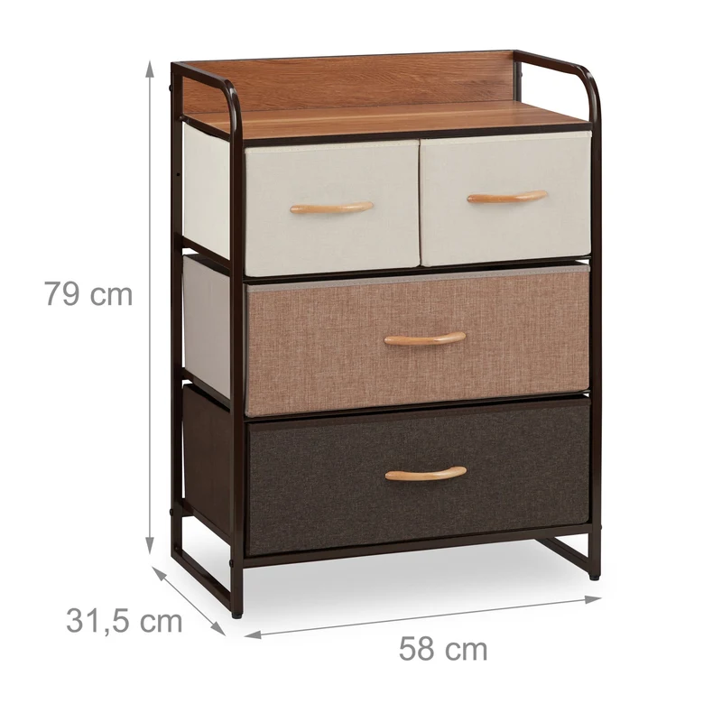 Armoire avec tiroirs design fonctionnel rangement 100 x 58 x 31,5 cm en bois blanc 13_0007713
