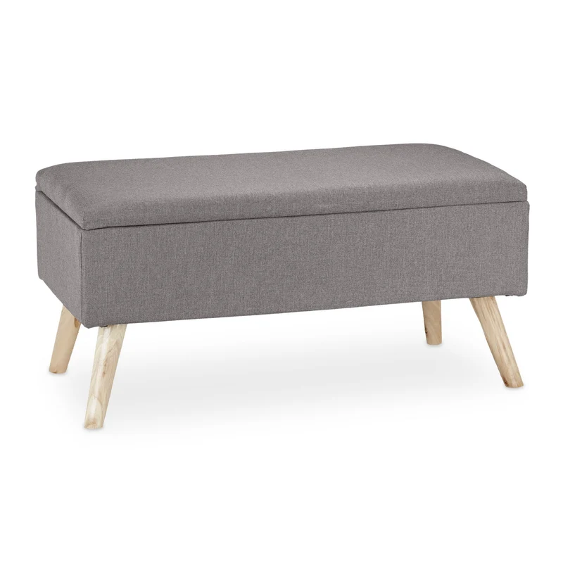 Banc rembourré avec espace de rangement 39,5 x 79,5 x 39,5 cm assise confortable style moderne en tissu gris 13_0008721