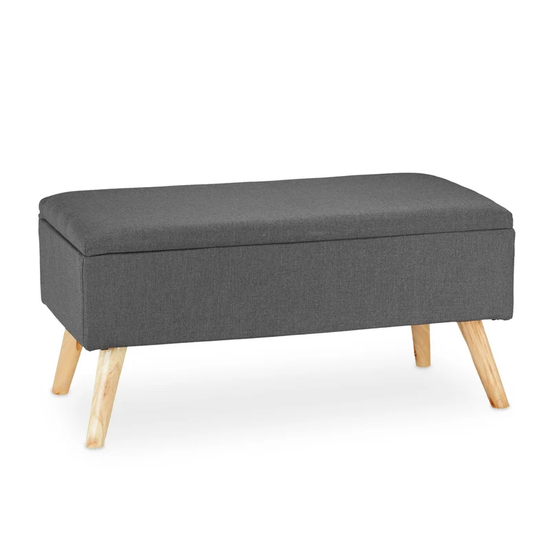 Banc rembourré avec espace de rangement 39,5 x 79,5 x 39,5 cm pratique moderne en tissu beige 13_0008719