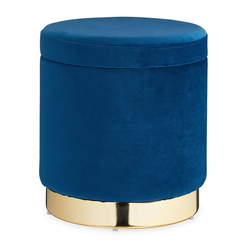 Pouf coiffeuse élégant avec rangement 40 x 40 x 40 cm en velours bleu 13_0008314