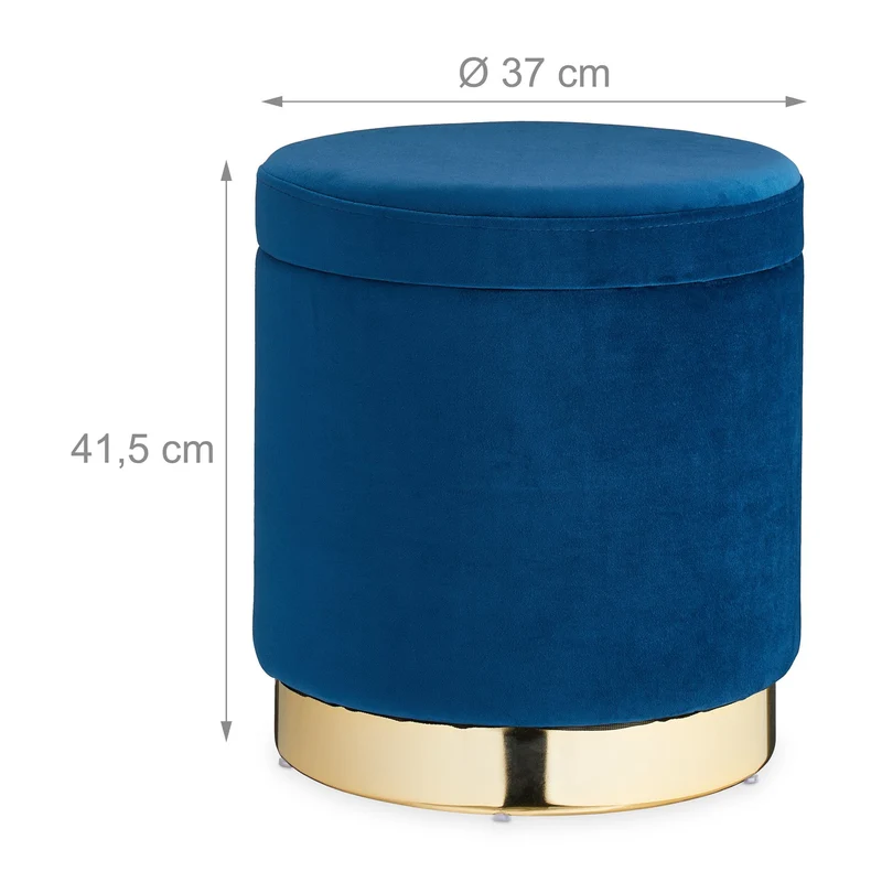 Pouf coiffeuse élégant avec rangement 40 x 40 x 40 cm en velours bleu 13_0008314