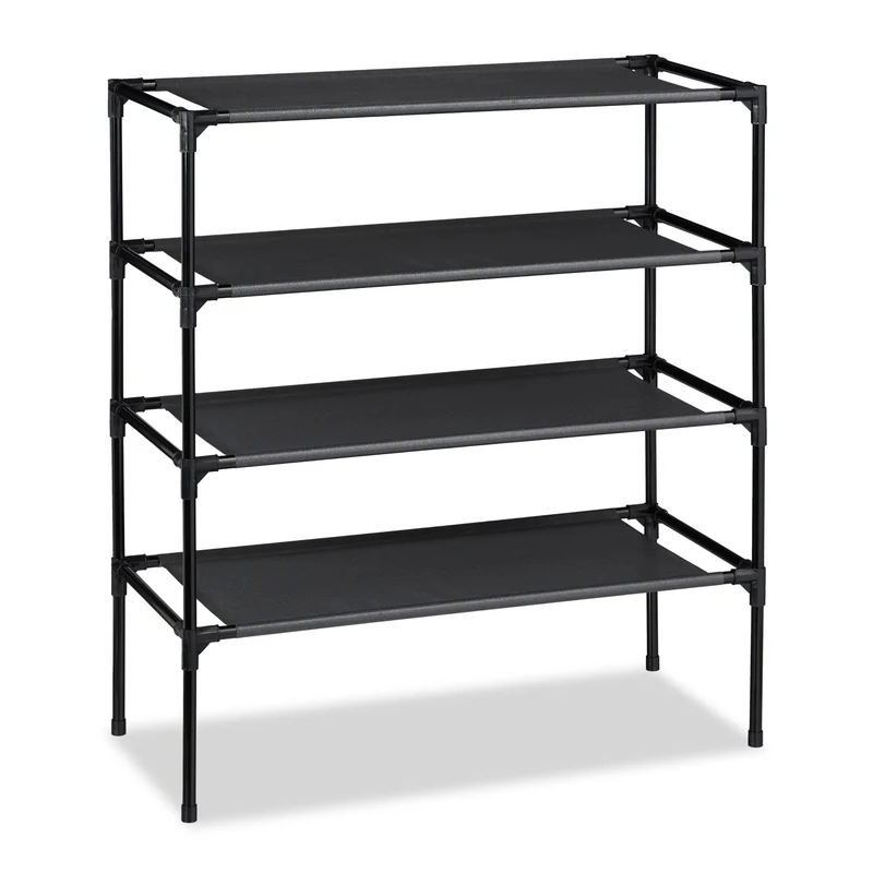 Étagère à chaussures extensible pratique 68 x 62 x 28 cm en fer noir 13_0008866