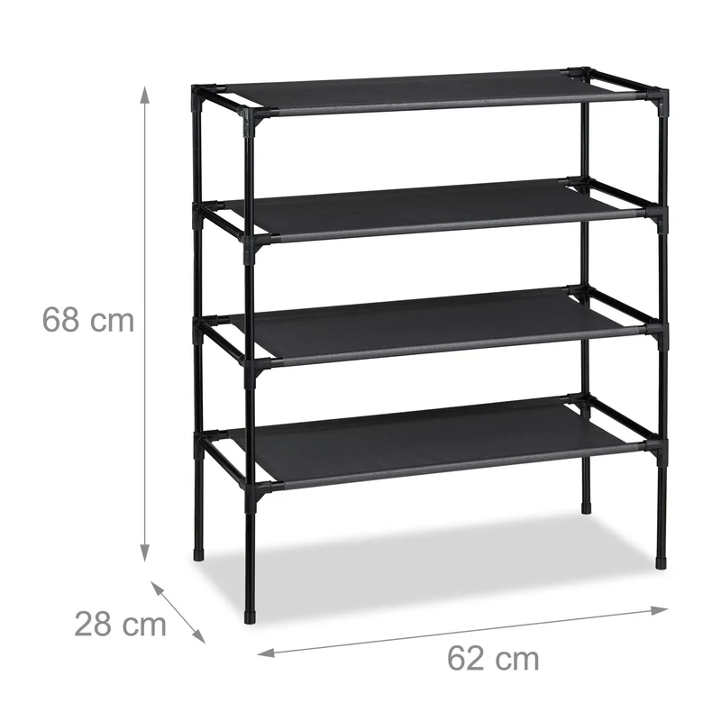 Étagère à chaussures extensible pratique 68 x 62 x 28 cm en fer noir 13_0008866