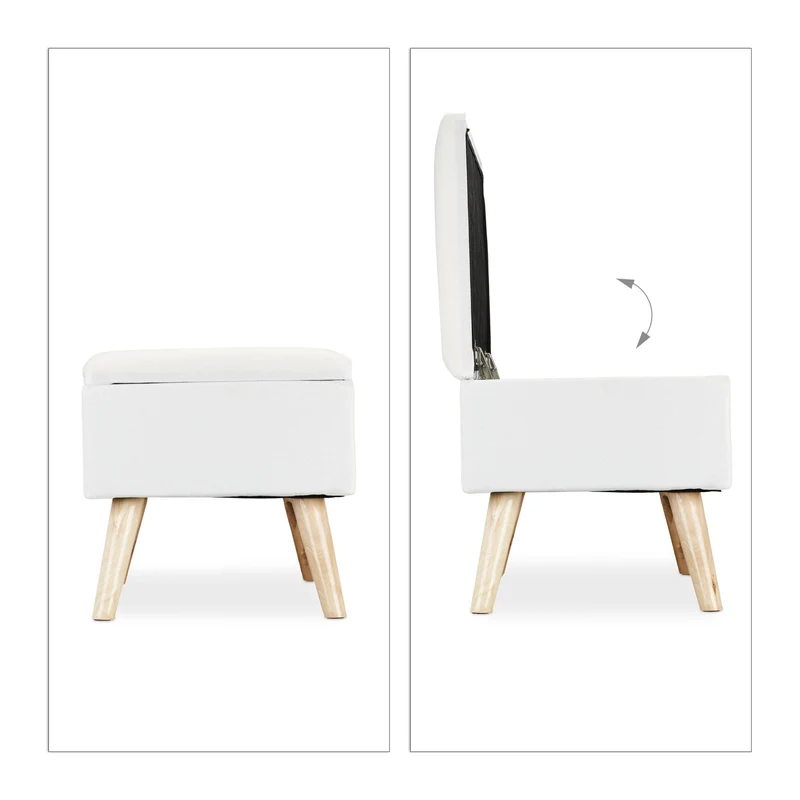 Banc rembourré avec espace de rangement 39,5 x 79,5 x 39,5 cm pratique moderne en tissu beige 13_0008717