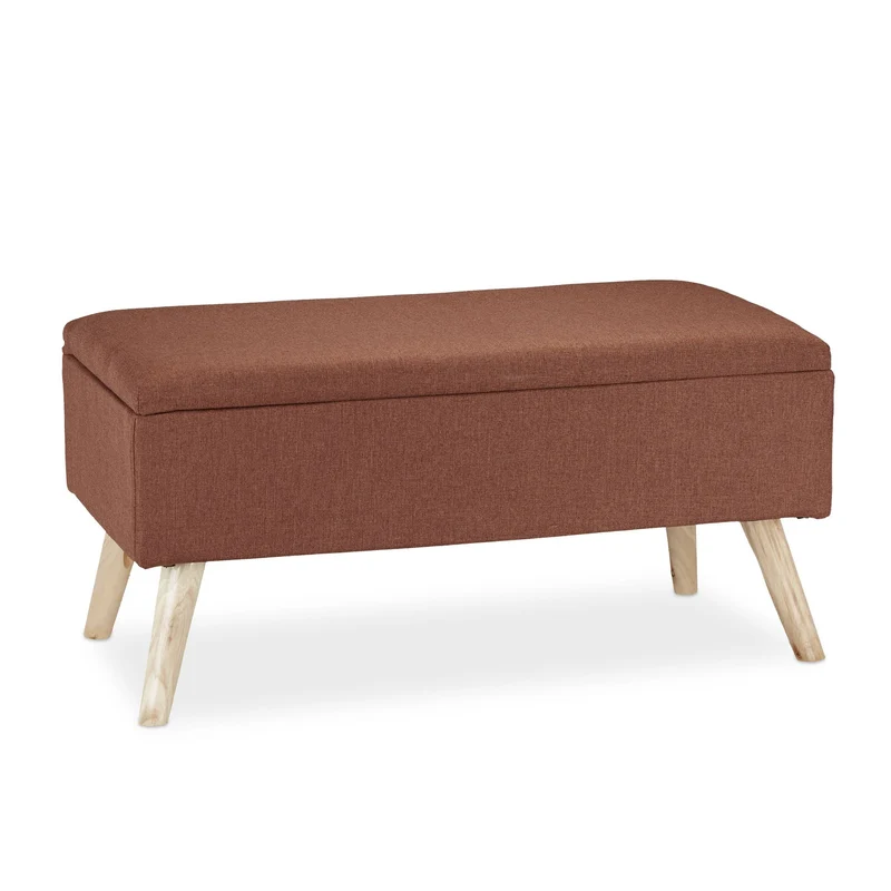 Banc de rangement en tissu 39,5 x 79,5 x 39,5 cm assise rembourrée moderne entrée en MDF marron 13_0008718