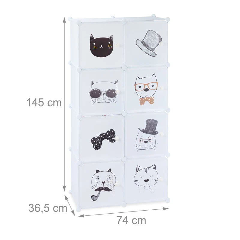 Etagère emboîtable pour enfants organisée adaptée 80 x 30 x 120 cm en matériau stable blanc 13_0007263