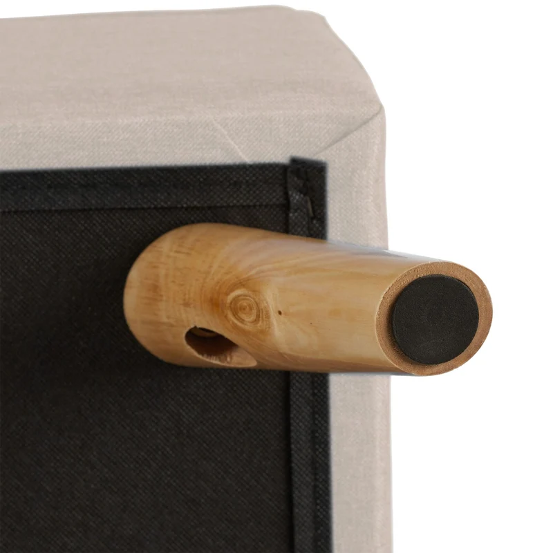 Tabouret de rangement bas décoratif salon chambre 40 x 40 x 40 cm en lin artificiel beige 13_0008761