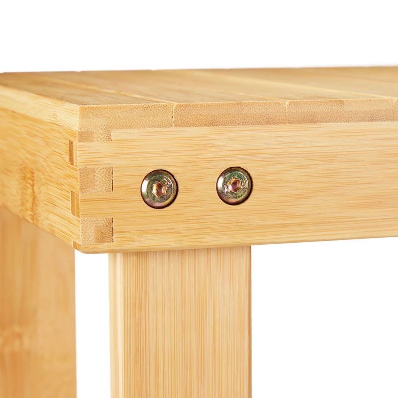 Etagère à chaussures avec siège pour entrée salle de bain 80 x 30 x 45 cm en bambou naturel 13_0008910