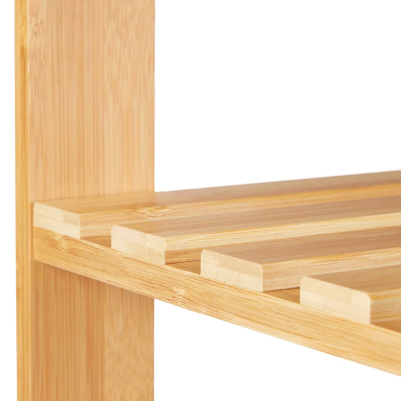 Etagère à chaussures avec siège pour entrée salle de bain 80 x 30 x 45 cm en bambou naturel 13_0008910