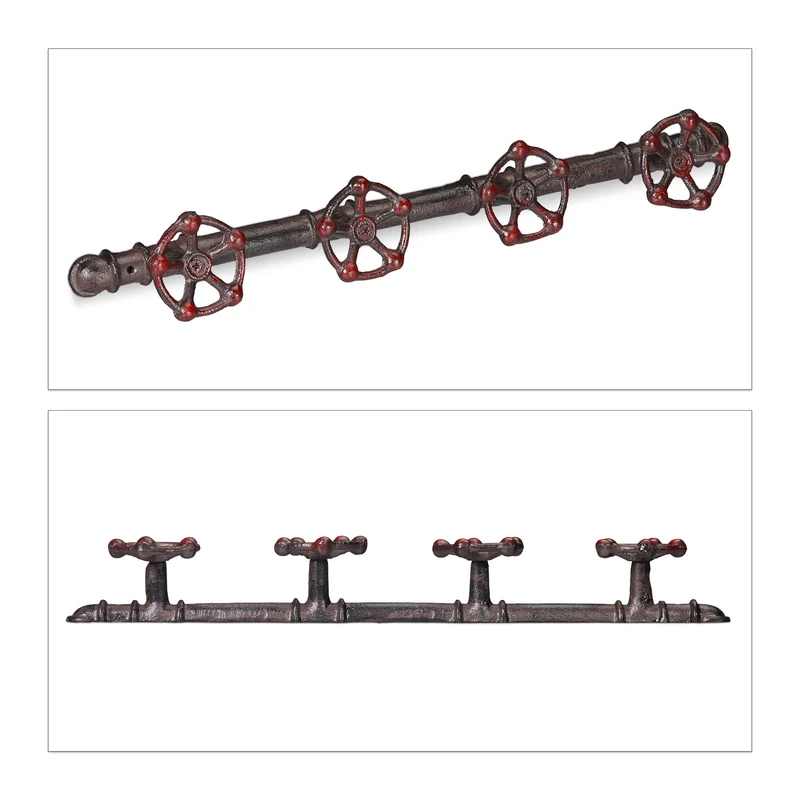 Garde robe mural style industriel original pour vestons sacs 6,5 x 46,5 x 6 cm en fonte marron 13_0008104