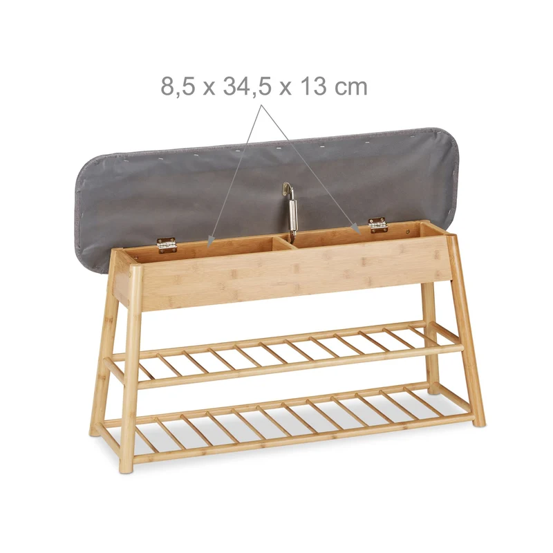 Banc de rangement pour chaussures avec siège 80 x 30 x 45 cm ergonomique style moderne en bambou naturel 13_0008306