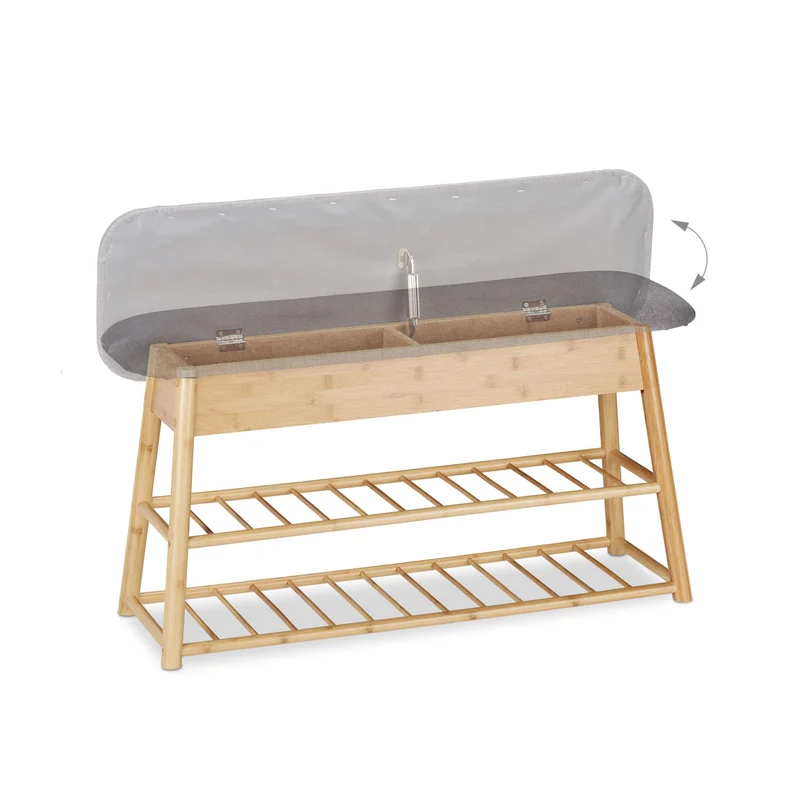 Banc de rangement pour chaussures avec siège 80 x 30 x 45 cm ergonomique style moderne en bambou naturel 13_0008306