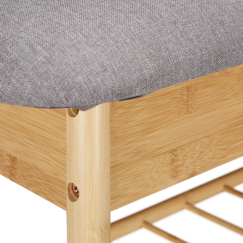 Banc de rangement pour chaussures avec siège 80 x 30 x 45 cm ergonomique style moderne en bambou naturel 13_0008306