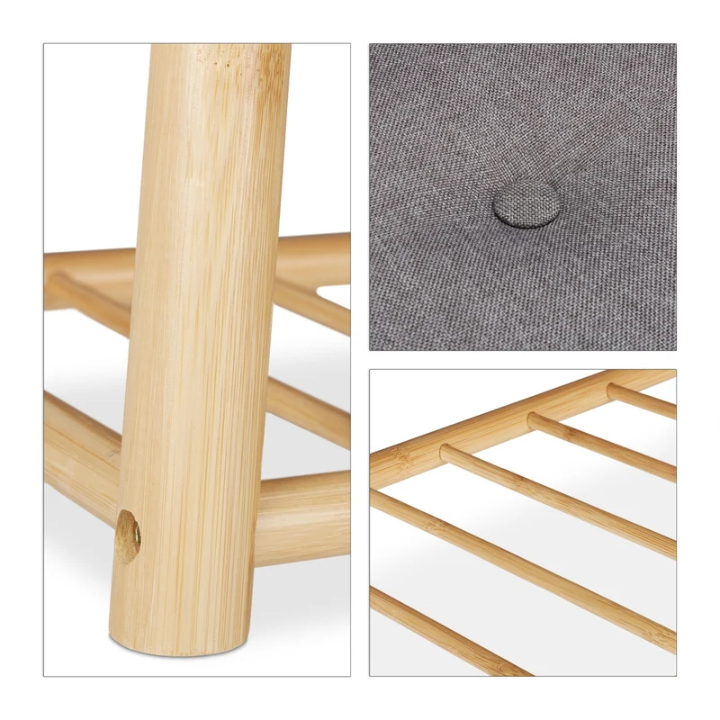 Banc de rangement pour chaussures avec siège 80 x 30 x 45 cm ergonomique style moderne en bambou naturel 13_0008306