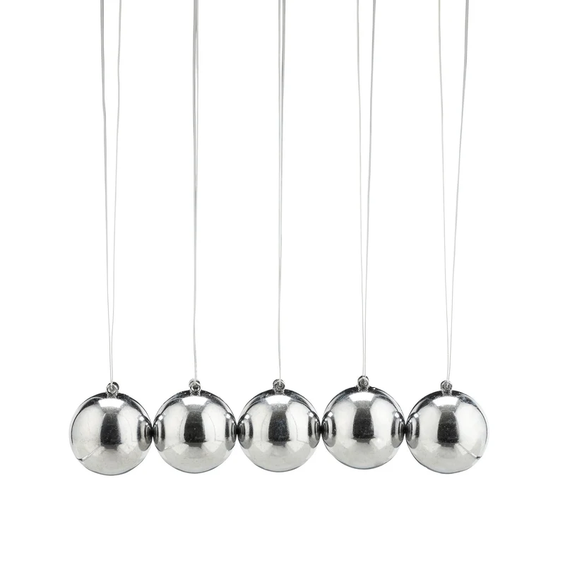 Pendule de Newton décoratif classique 13,5 x 11 x 10,5 cm avec effet relaxant en métal argenté 13_0007544