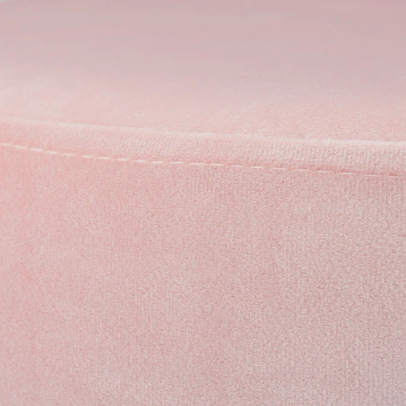 Pouf coiffeuse en velours moderne 40 x 45 cm assise décorative finition mate en velours rose poudré 13_0008312