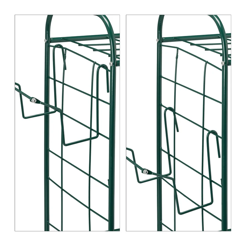 Support d'outils de jardin pratique rangement à deux niveaux 100 x 40 x 120 cm en métal vert 13_0008159