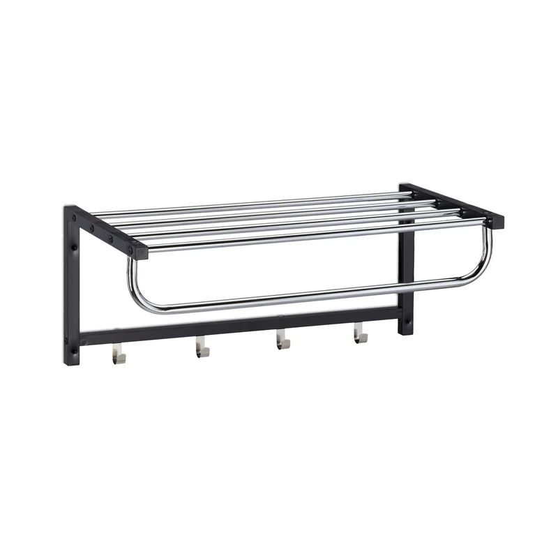 Porte-manteaux mural multifonctionnel moderne couloir 60 x 20 x 12 cm en métal noir 13_0008544