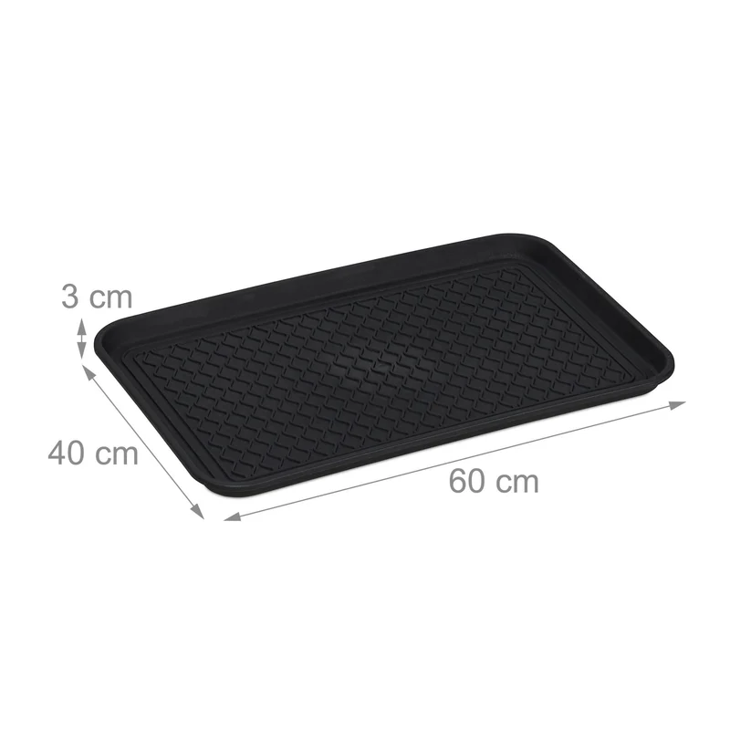 Bac à chaussures rectangulaire pour le vestibule 3 x 60 x 40 cm en polypropylène noir 13_0007635