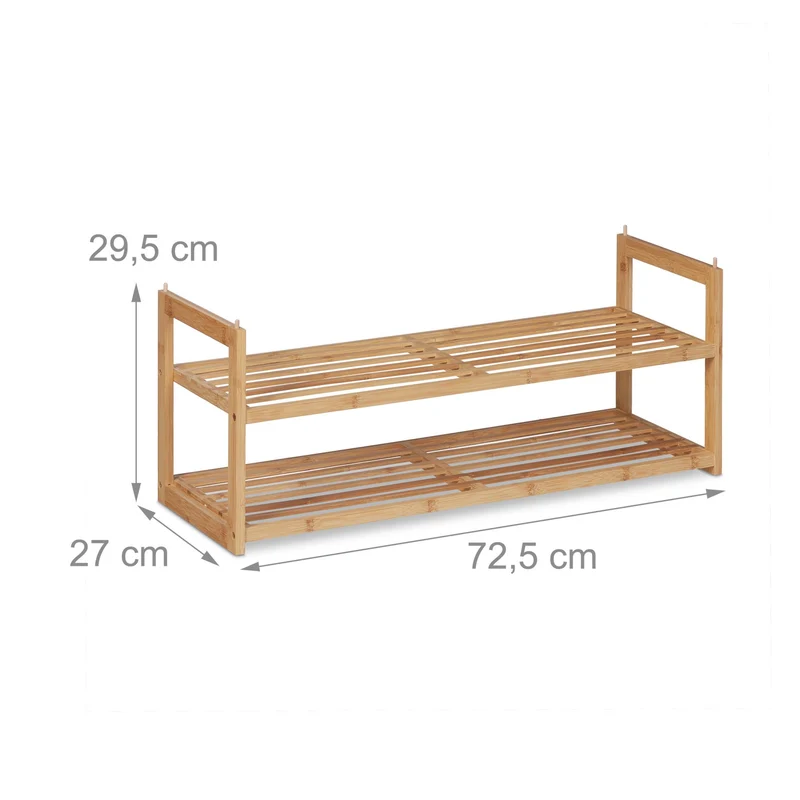 Étagère à chaussures empilable moderne 2 niveaux extensible rangement entrée 60 x 25 x 40 cm en bambou naturel 13_0009957