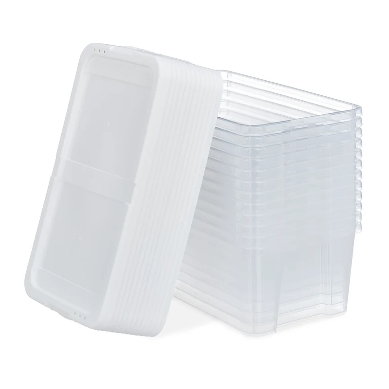 Lot de 12 boîtes à chaussures empilables rangement transparent 34 x 24 x 14 cm utilisation polyvalente en plastique transparent 13_0009316