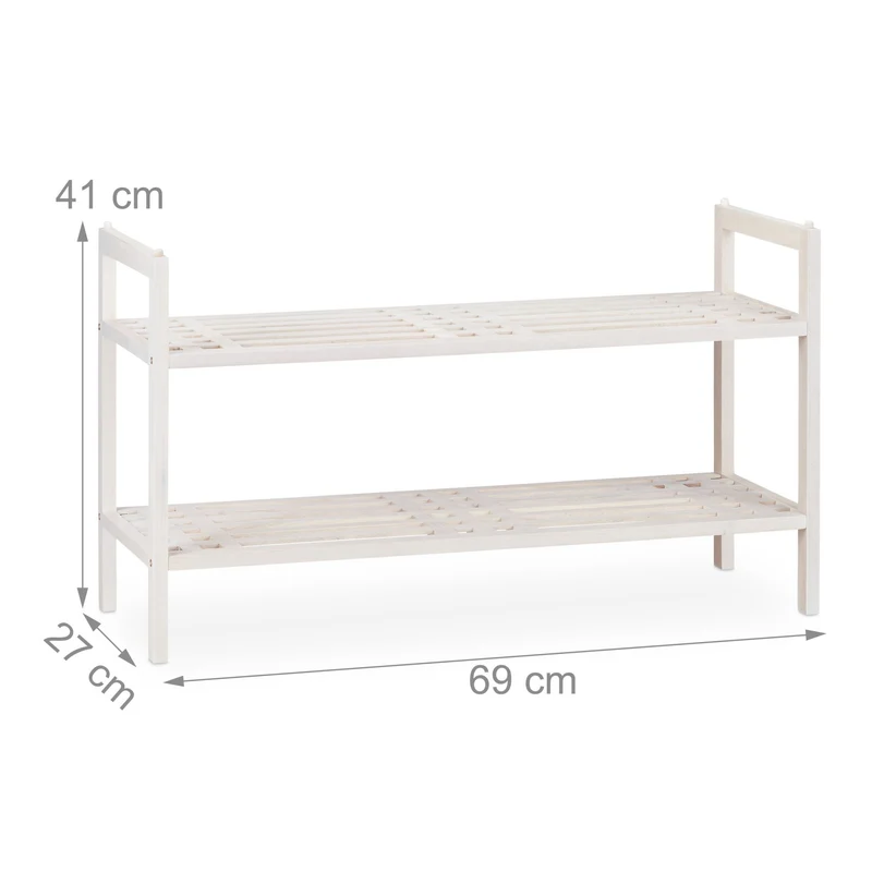 Étagère à chaussures empilable design moderne 41 x 69 x 27 cm pour 6 paires rangement pratique en bois blanc 13_0009008