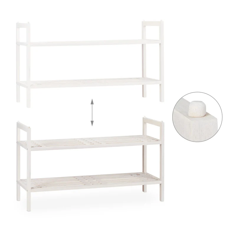 Étagère à chaussures empilable design moderne 41 x 69 x 27 cm pour 6 paires rangement pratique en bois blanc 13_0009008