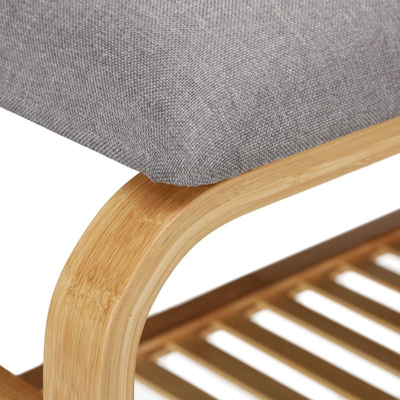 Banc à chaussures avec assise rembourrée pour 6 paires 46 x 69 x 30 cm en bambou naturel 13_0009494