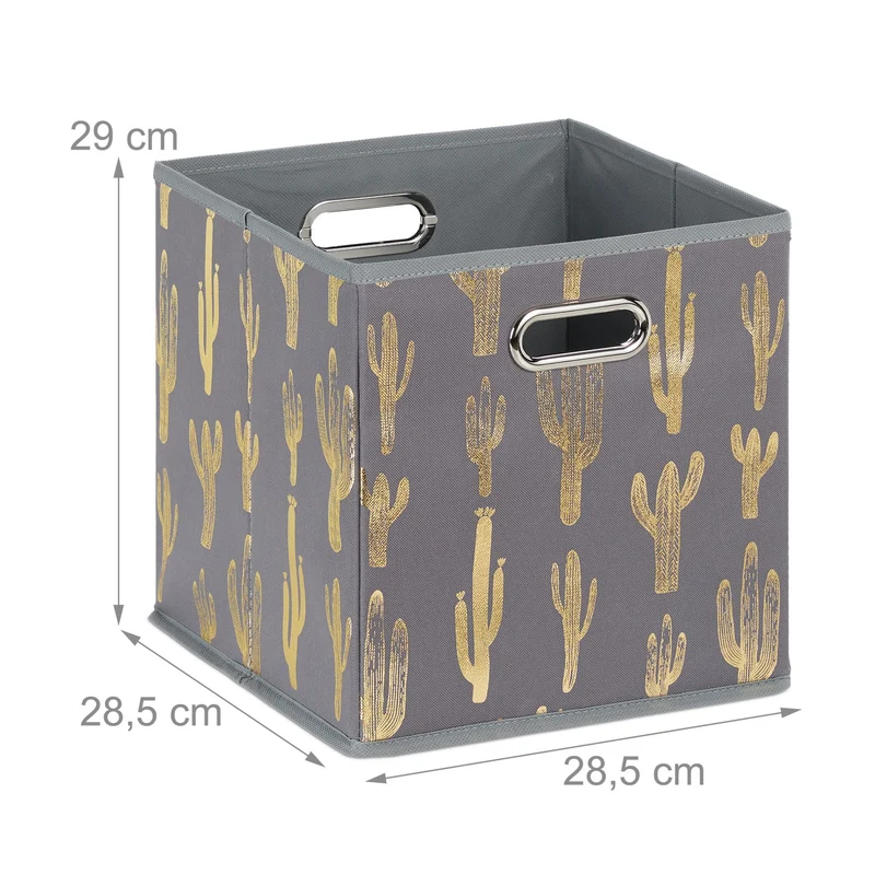 Lot de 2 boîtes pliantes carrées rangement pratique 29 x 28,5 x 28,5 cm en feutre gris 13_0010157