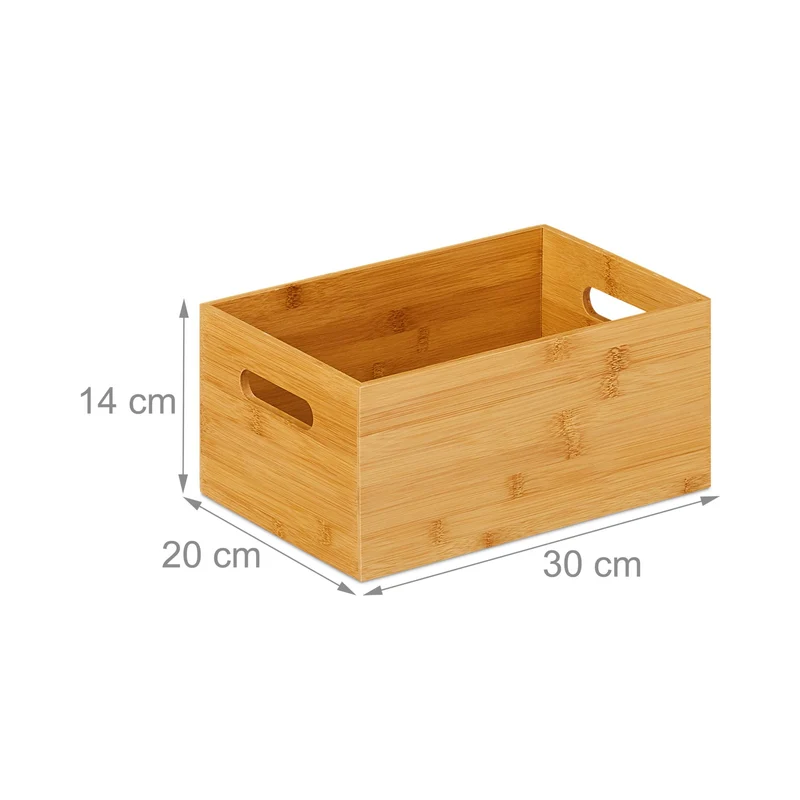 Boîte de rangement multifonctionnelle salon cuisine salle de bain 14 x 40 x 30 cm en bambou naturel 13_0009737