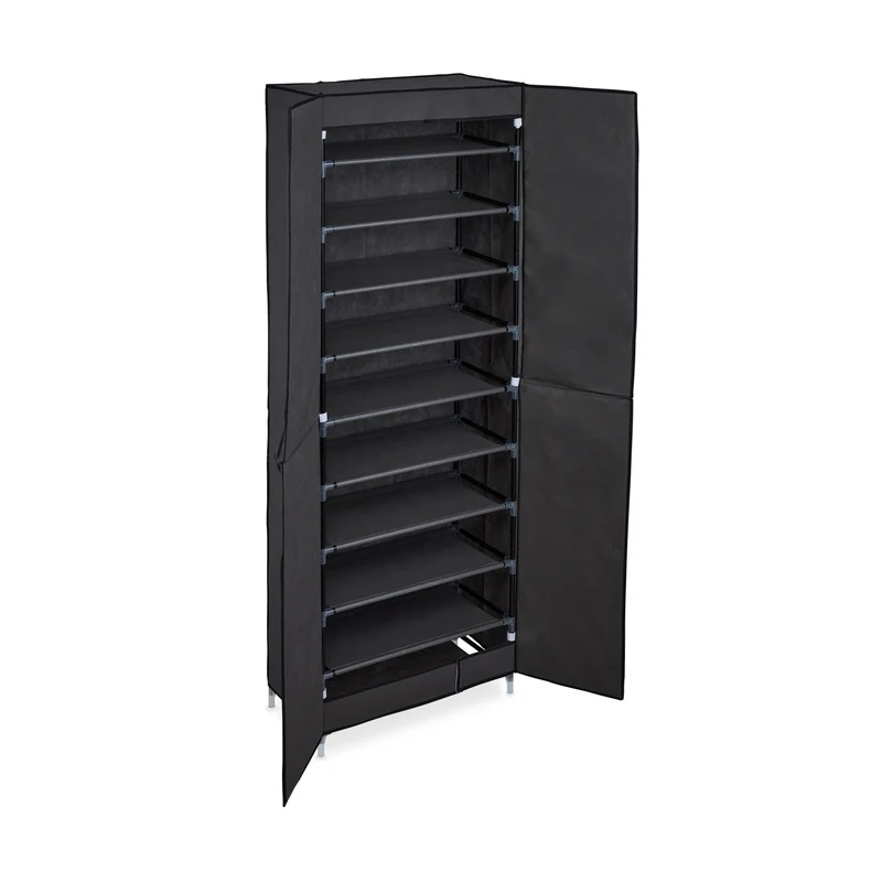 Armoire à chaussures grande capacité 168 x 61 x 31,5 cm 10 compartiments rangement sécurisé en tissu gris 13_0010925