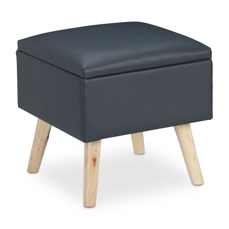 Tabouret de rangement design élégant 40 x 40 x 40 cm 2 en 1 fonctionnel salon en cuir synthétique beige 13_0009679