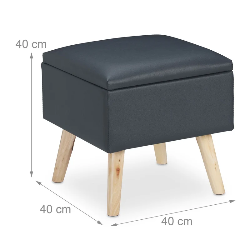 Tabouret de rangement design élégant 40 x 40 x 40 cm 2 en 1 fonctionnel salon en cuir synthétique beige 13_0009679