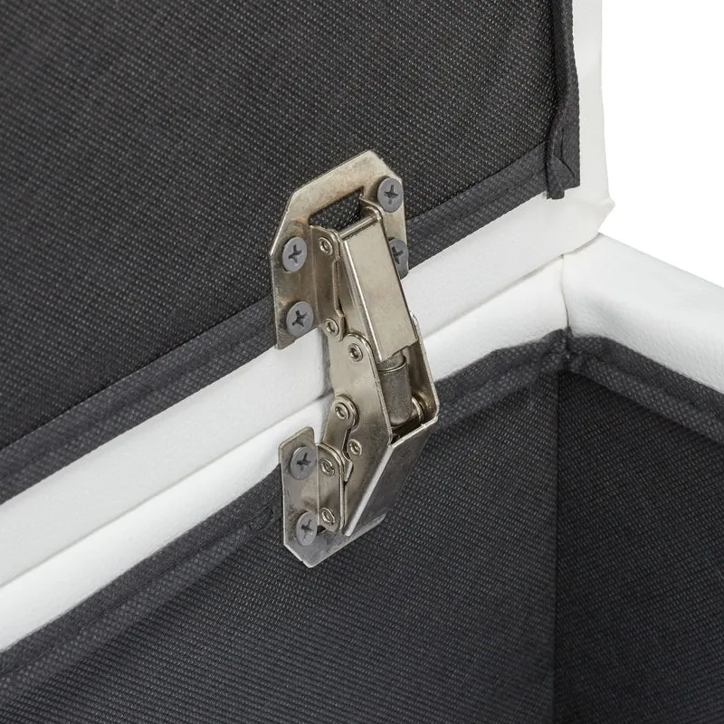 Tabouret de rangement design élégant 40 x 40 x 40 cm 2 en 1 fonctionnel salon en cuir synthétique beige 13_0009677