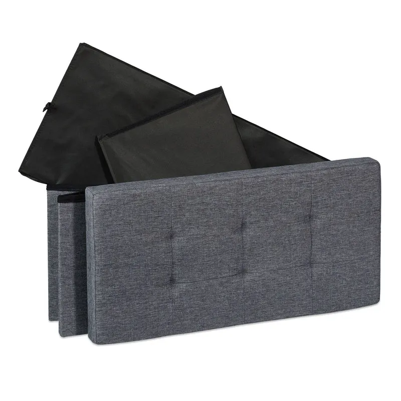 Banc pliable de rangement 76 x 37 x 38,5 cm pratique et confortable style moderne en MDF gris 13_0010001