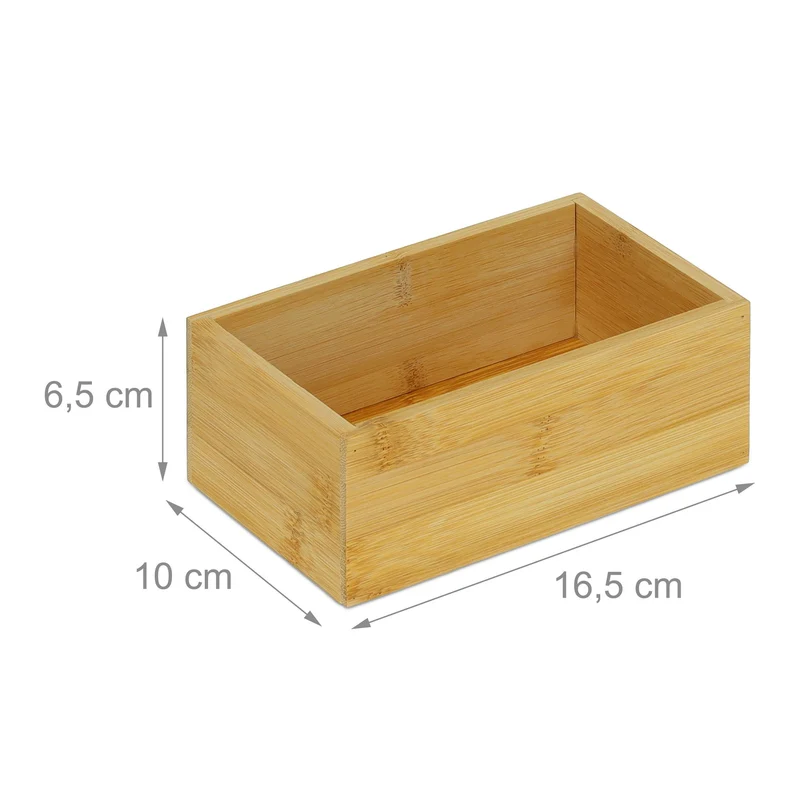 Boîte de rangement rectangulaire polyvalente 30 x 20 x 10 cm pour cosmétiques et outils en bambou naturel 13_0011392