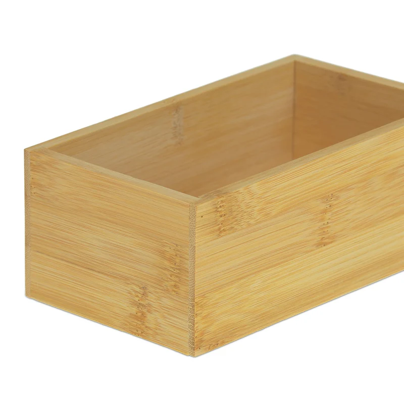 Boîte de rangement rectangulaire polyvalente 30 x 20 x 10 cm pour cosmétiques et outils en bambou naturel 13_0011392