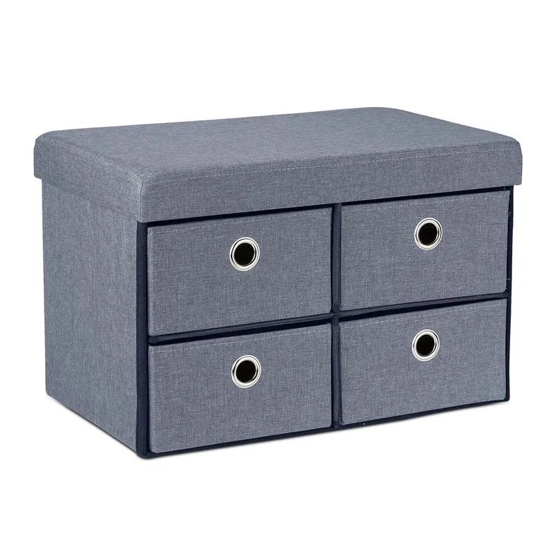 Banquette pliable multifonction pratique avec rangement 120 x 40 x 45 cm en tissu gris 13_0011162