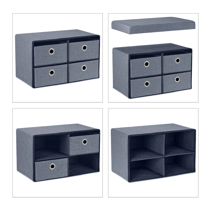 Banquette pliable multifonction pratique avec rangement 120 x 40 x 45 cm en tissu gris 13_0011162