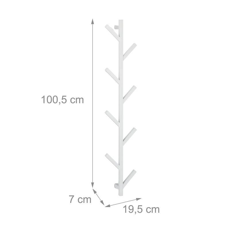 Portemanteau mural décoratif en forme d'arbre 80 x 60 x 10 cm design moderne pratique en métal blanc 13_0012098