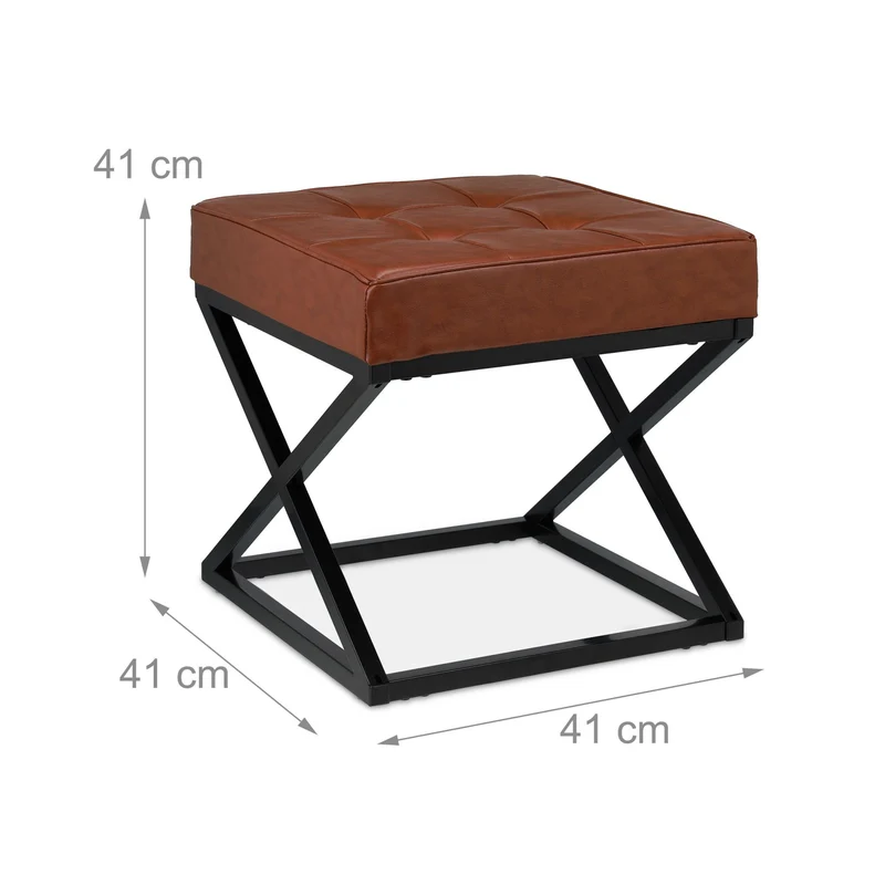 Tabouret multi-usage compact élégant 40 x 40 x 45 cm en similicuir marron 13_0011072