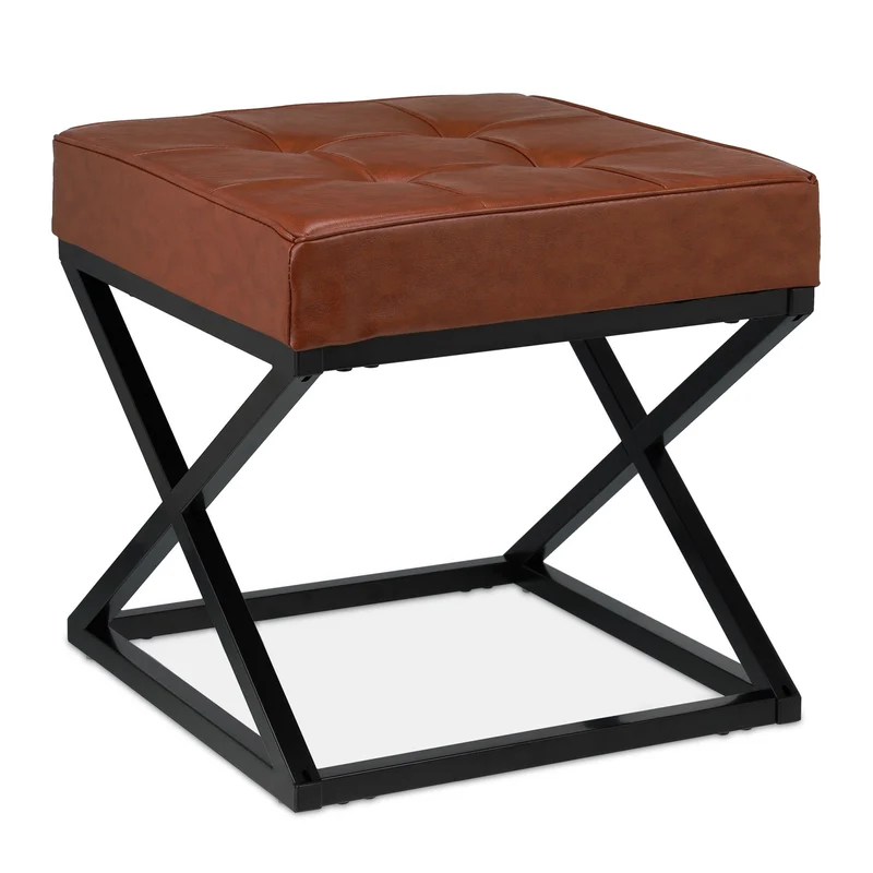 Tabouret multi-usage compact élégant 40 x 40 x 45 cm en similicuir marron 13_0011072