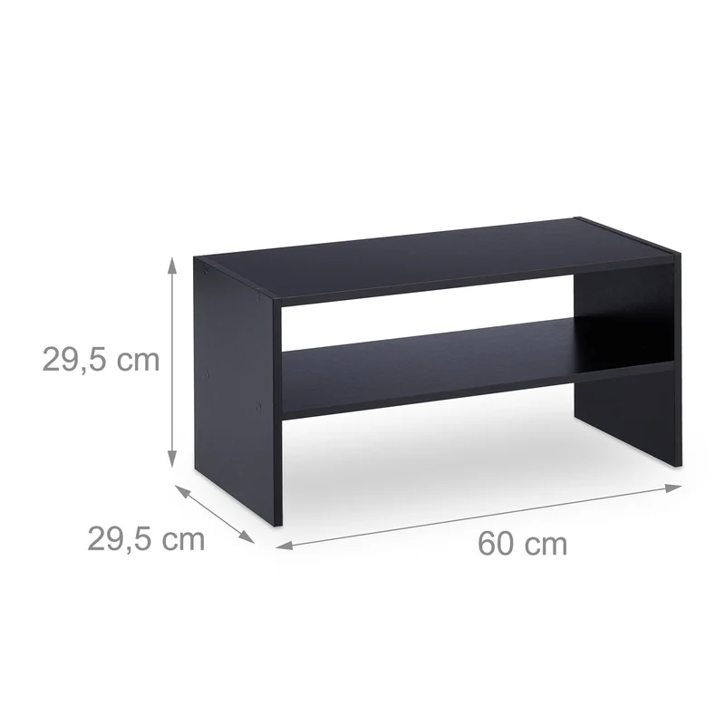 Etagère à chaussures empilable pratique 2 niveaux 60 x 30 x 30 cm en métal noir 13_0013877