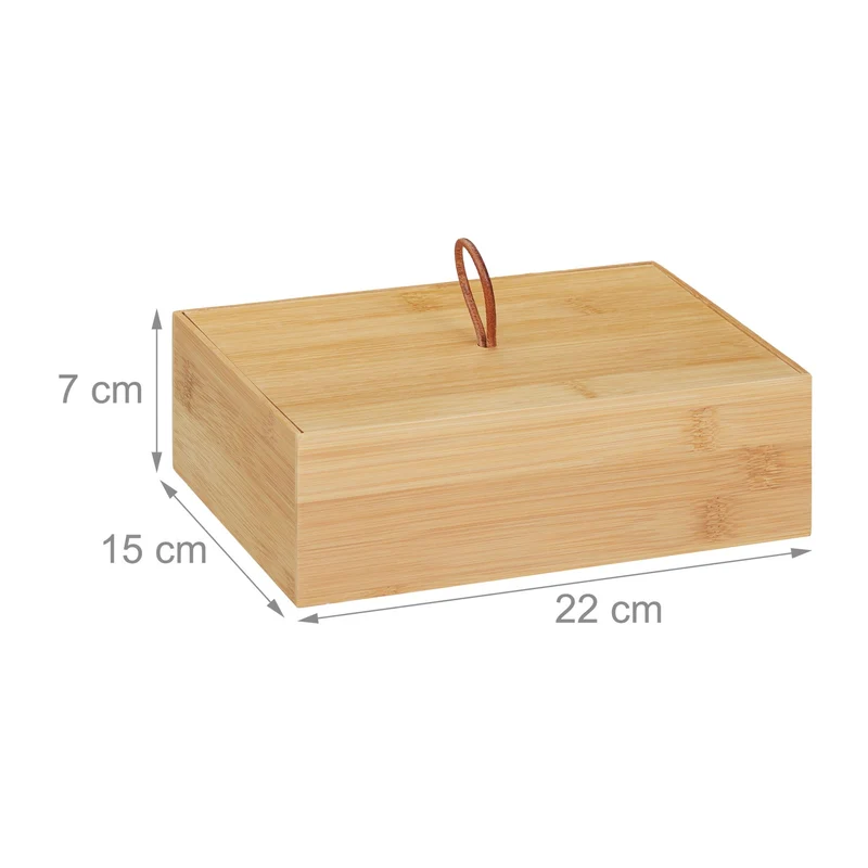Boîte de rangement décorative petite cuisine 20 x 15 x 10 cm polyvalente en bambou naturel 13_0010323