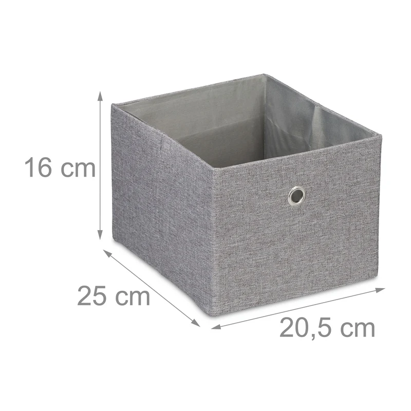 Lot de 2 boîtes de rangement décoratives en tissu pliables 16 x 20,5 x 25 cm en lin gris 13_0013758