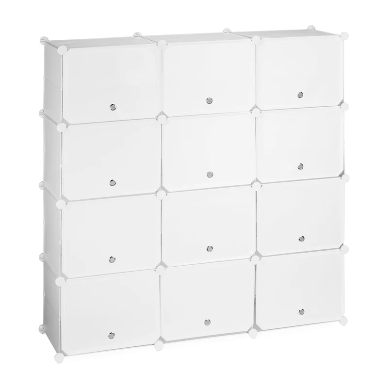 Étagère à chaussures modulable rangement optimal 24 compartiments 120 x 30 x 80 cm en plastique blanc 13_0011002