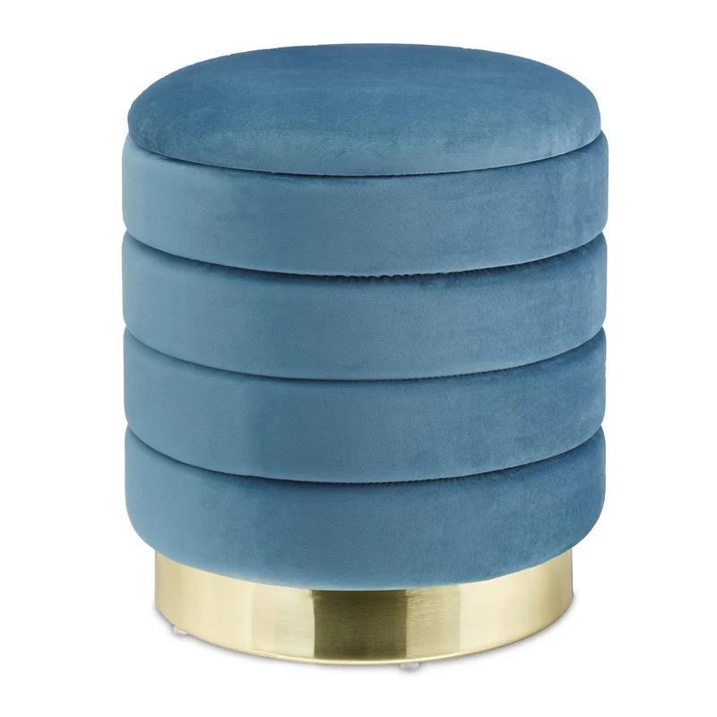 Pouf coiffeuse rangement chic 40 x 40 x 45 cm en velours bleu pétrole 13_0010873